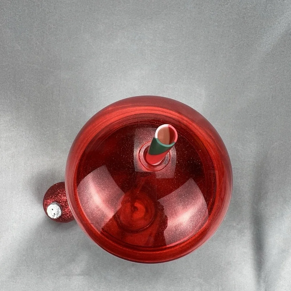 Starbucks 2024 Limited Edition Dome Cup Metallic Red Green Gold Stripe Christmas